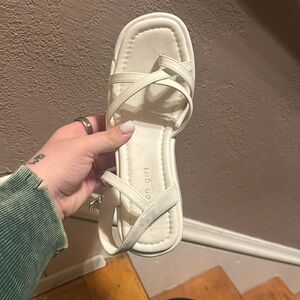 White 6.5 never worn wedge sandals
